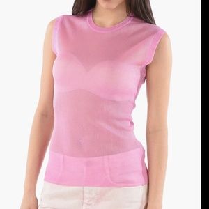 DOLCE &GABBANA Sheer Ribbed Knit Tank Top